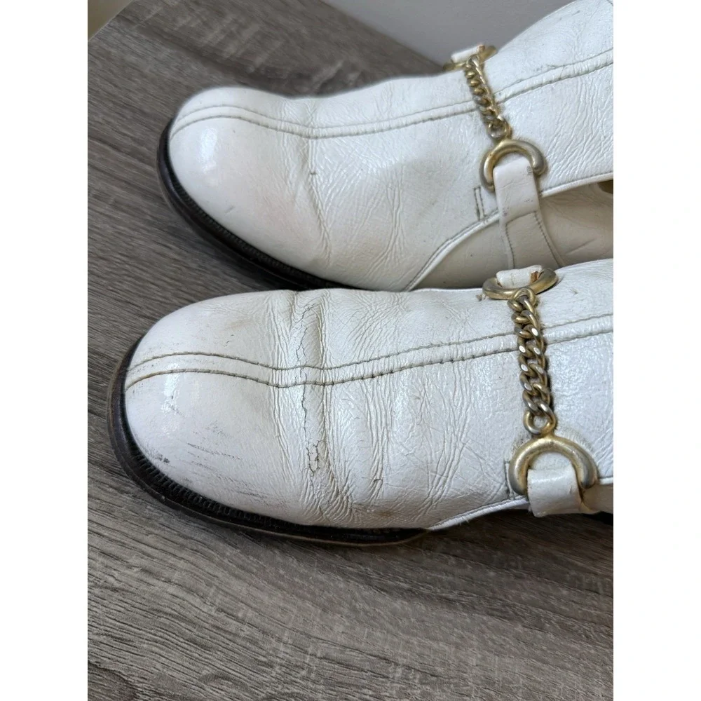 Ugly White 1970's Retro Men's Size 7.5D Disco Dancing Shoes Slip On loafers